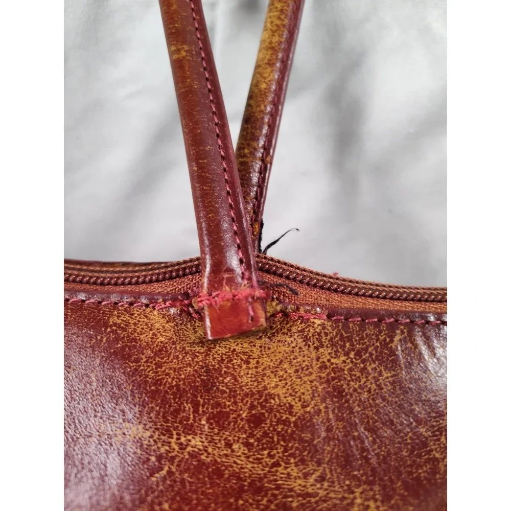 HOBO International Leather Shoulder Bag Large Cranberry Red Tote Handbag Purse